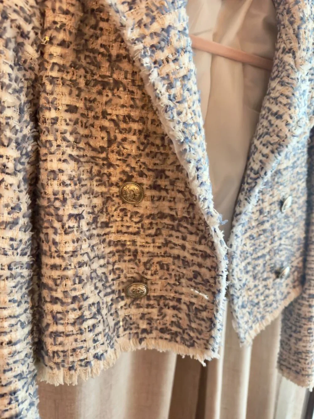 Blue Tulle Skirt & Tweed Jacket Matching Set XS